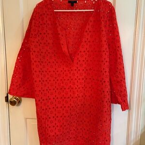 J. Crew orange red coral Eyelet Tunic xxl